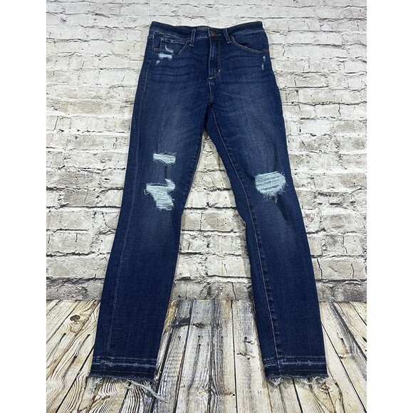 Abercrombie & Fitch Jeans Womens 0R/25‎ Blue Simone High-rise Ankle Distressed - Picture 2 of 14